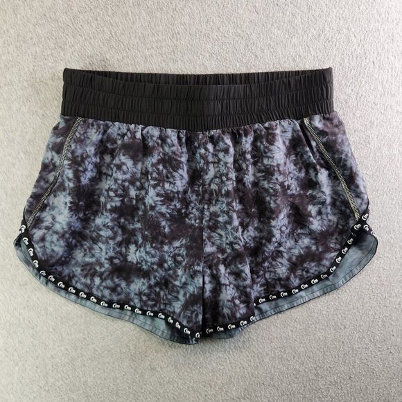 Zyia Active Shorts Womens L Black Crumple Sprinter Brief Lined Running Logo Tape - Picture 1 of 11